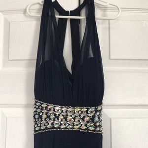 Brand new navy blue flowy prom dress